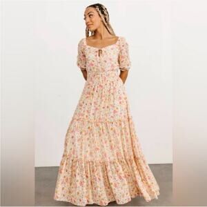 Baltic Born Alice Smocked Maxi Dress in Berry Print Tiered Size Small